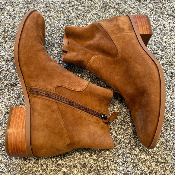 Caslon Womens Block Heel Ankle Bootie Side Zip Cushioned Insole Brown Sz 8 - Picture 4 of 12